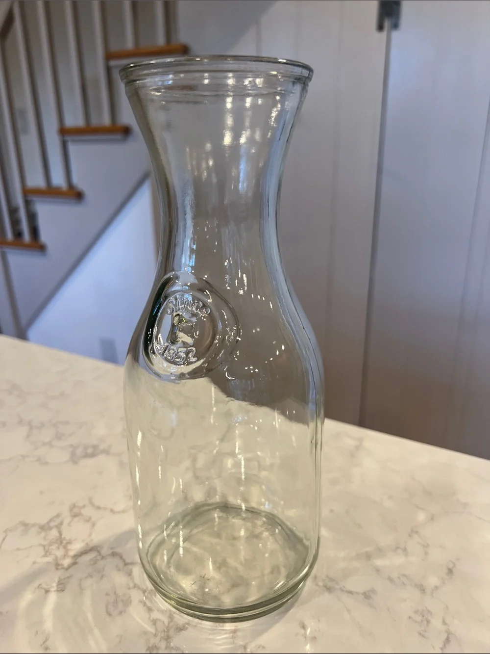 Vintage Clear Glass Water/Juice Carafe, Since 1852